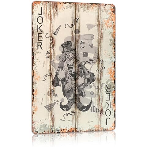 Vintage Poker Metal Sign Black Joker Tin Sign Playing Card Wall Sign Man Cave Home ...