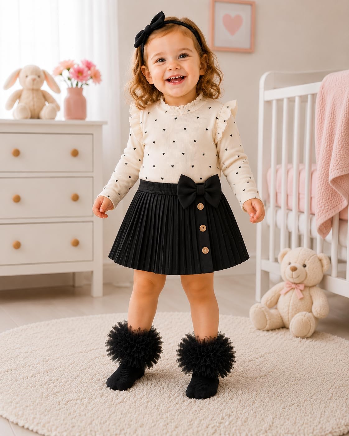 Girls Children Ruffled Socks Large Ruffled Lace Edge Ruffled Socks Small/Large