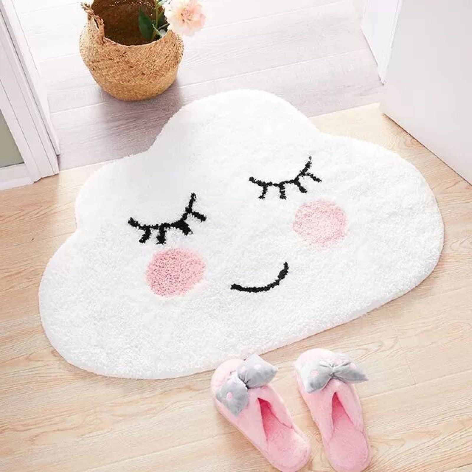 Alfombra Baño Nube Blanca Alfombrilla Baño Microfibra Alfombra De Baño Agua Súper Absorbente Alfombras Baño Gruesa Felpudo Entrada Casa Antideslizante Suave Felpudo 50x80cm