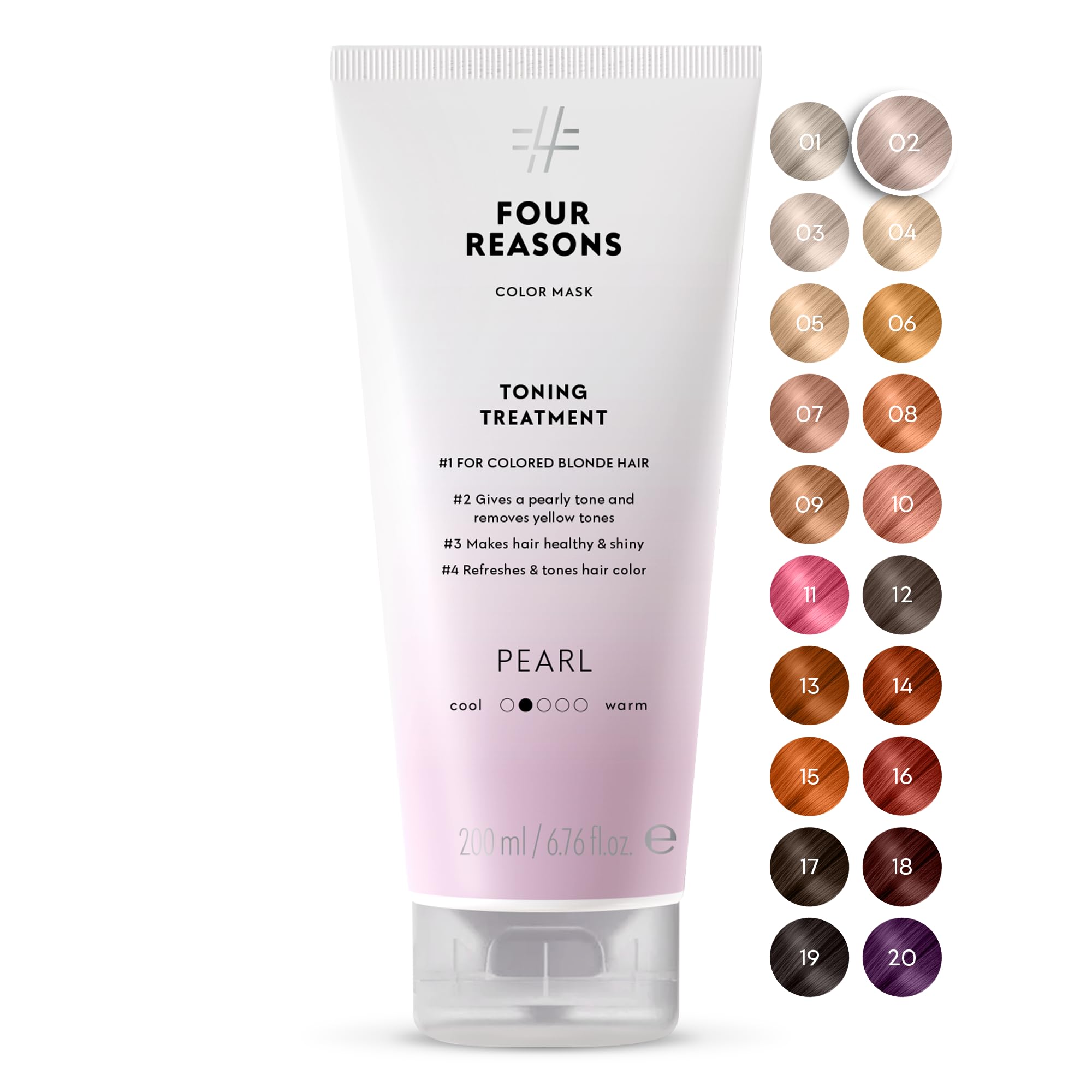 four Reasons Color Mask - Pearl Blond (23 Colours) Toning Treatment, Colour Depositing Conditioner, Color-Treated Hair Semi Permanent Dye, Vegan And Cruelty-Free, 200Ml