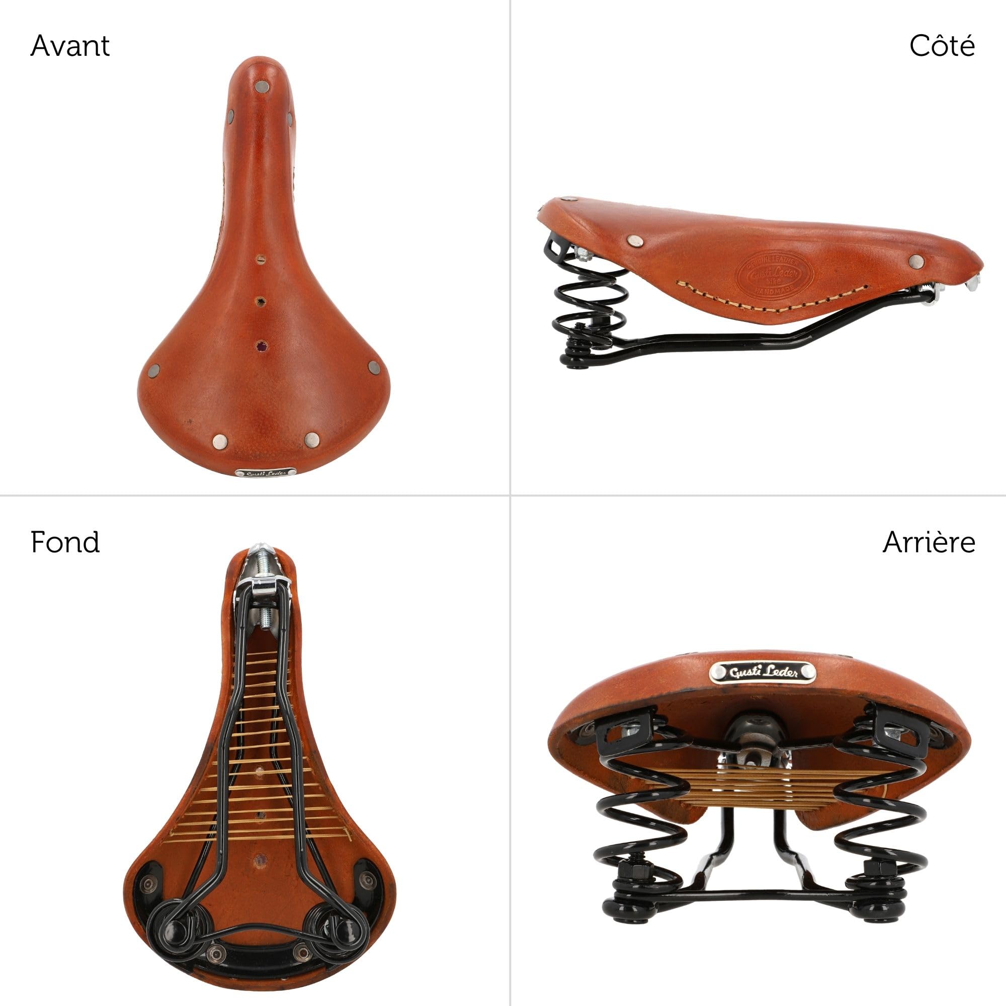 Gusti Michael M - Selle de vélo en cuir pour vélo de ville - Siège de vélo pour homme et femme - Marron