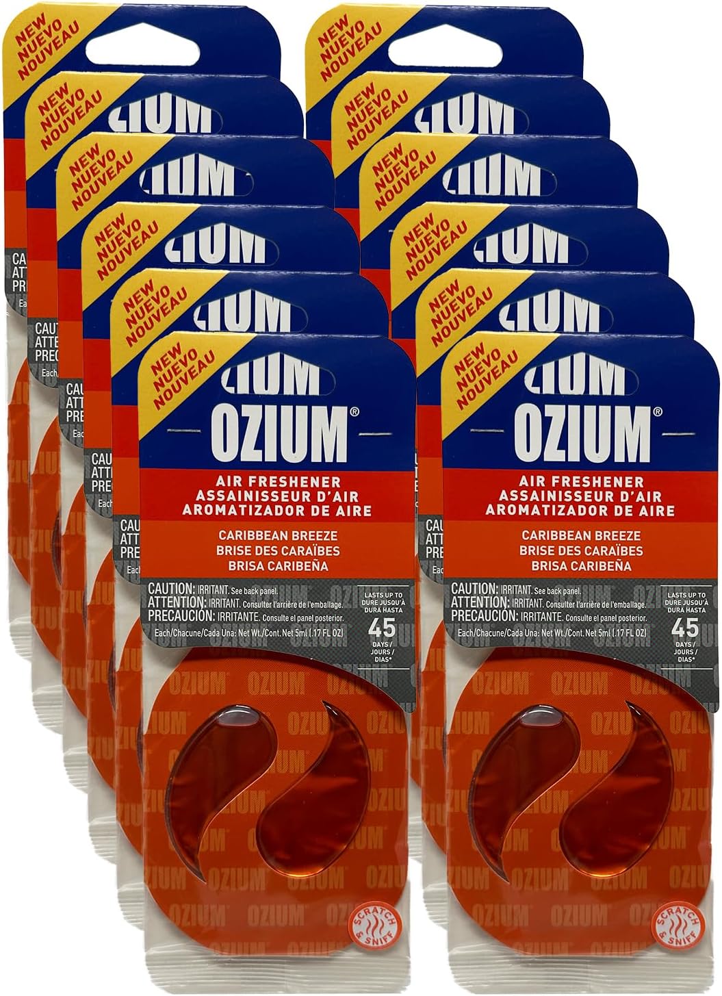 Ozium Paper Membrane Hanging Car Air Freshener - Automotive Air Fresheners and Odor Eliminator for Car (New Car, 24 Packs)