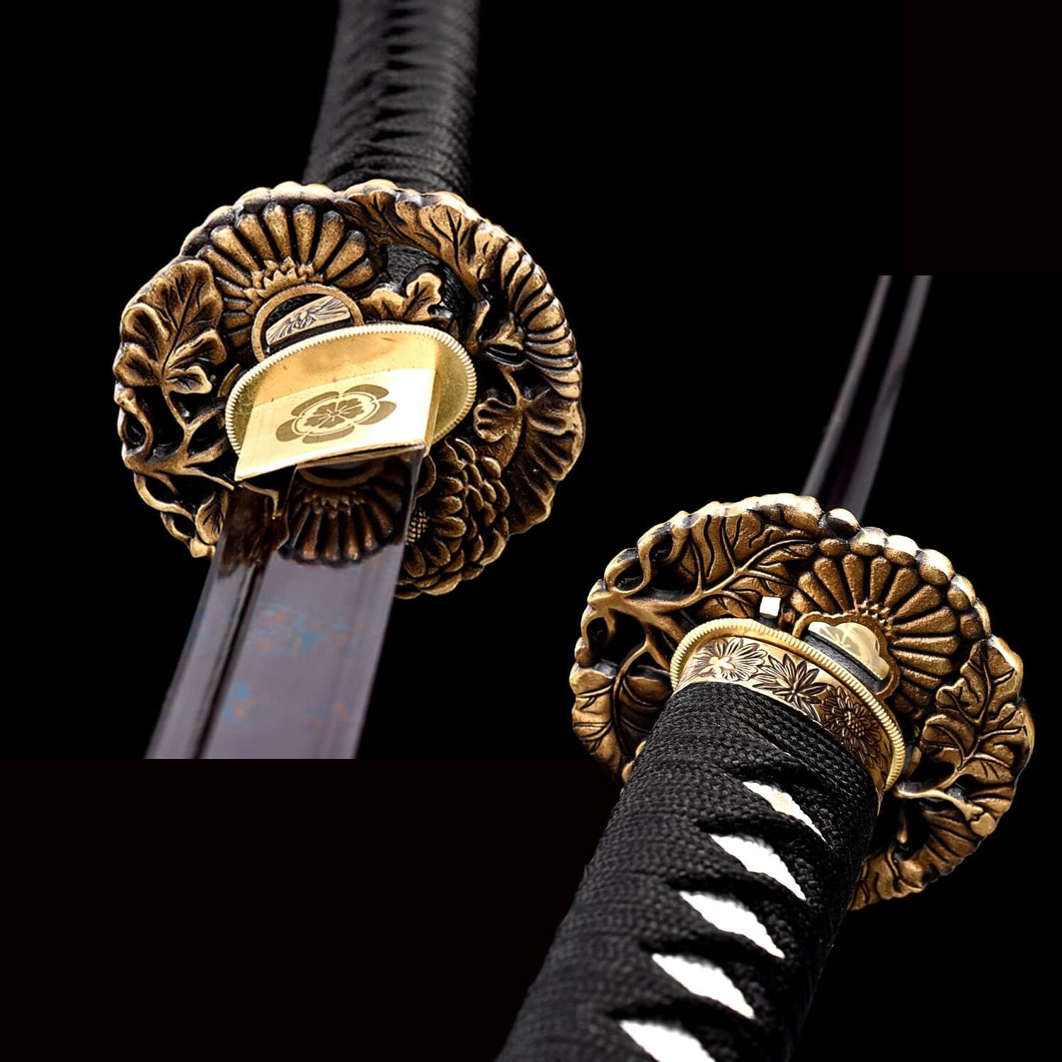 Handmade Damascus Folded Steel Japanese Katana Combat Ready Samurai Sword Full Tang Blade Sharp Can Cut Bamboo Trees