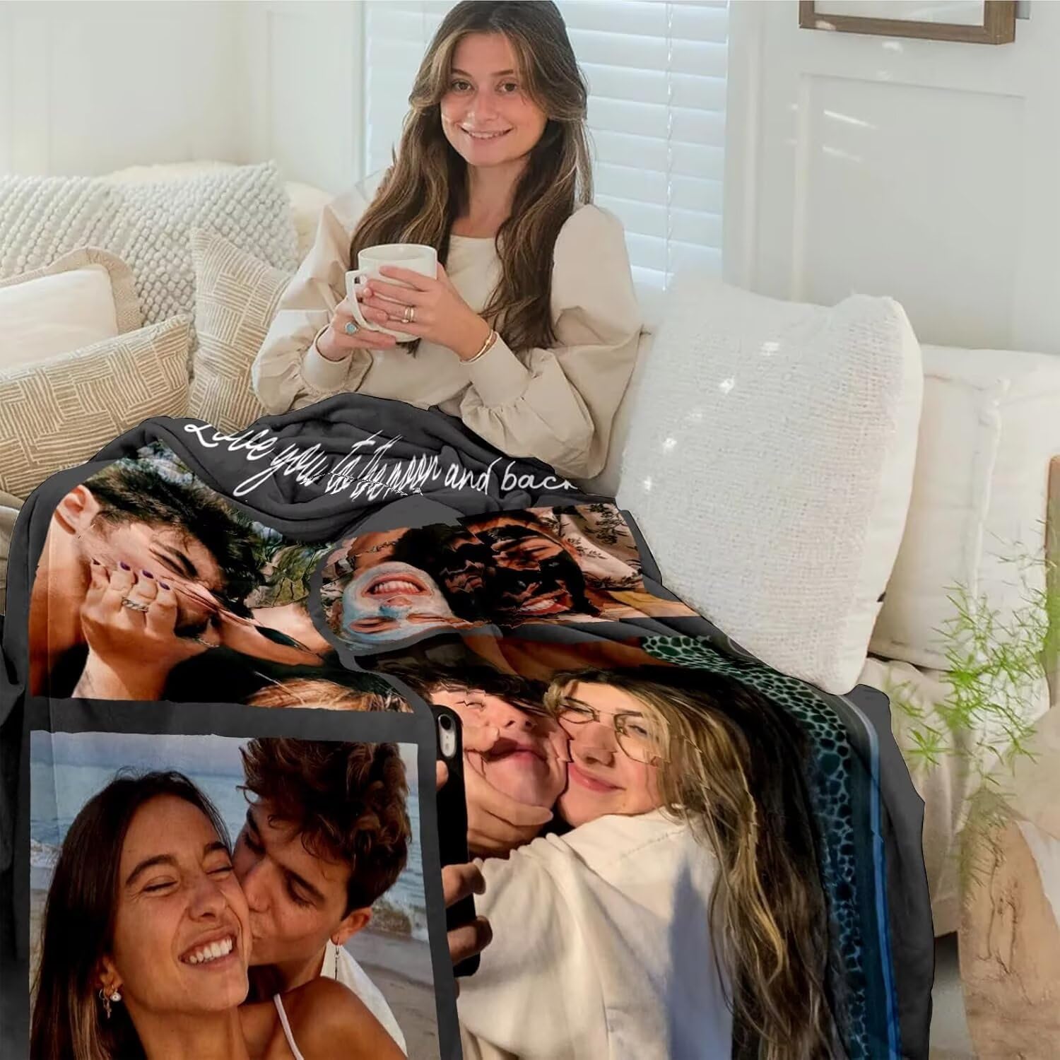 Personalisierte Foto Kuscheldecke,Foto Decke Selber Gestalten,Winter Warm Dick Weich Flanell Personalisierte Geschenke für Frauen und Männer, Fotogeschenke zum Geburtstag Weihnachten 150x200cm