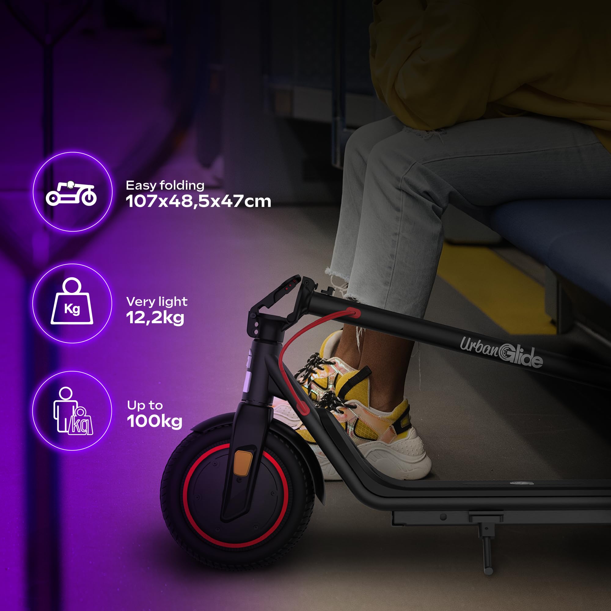 Trottinette Électrique Adulte UrbanGlide 85 Lite – Autonomie Jusqu'a 20 km - Pneu 8,5" Gonflable - Batterie 48V - Poids 15Kg