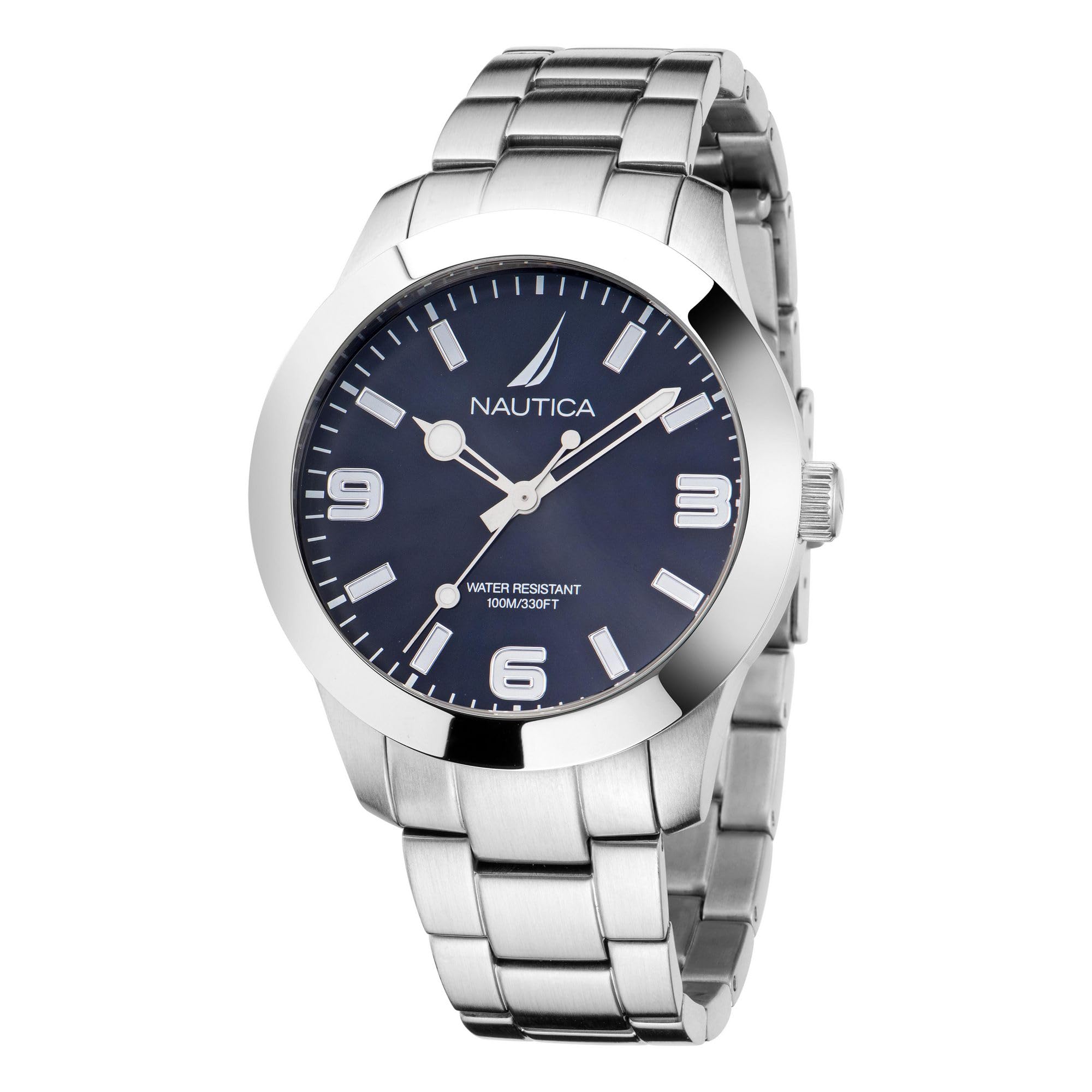 Nautica Pacific Beach NAPPBF201 Reloj de Pulsera de Acero Inoxidable para Hombre, Plata, Correa