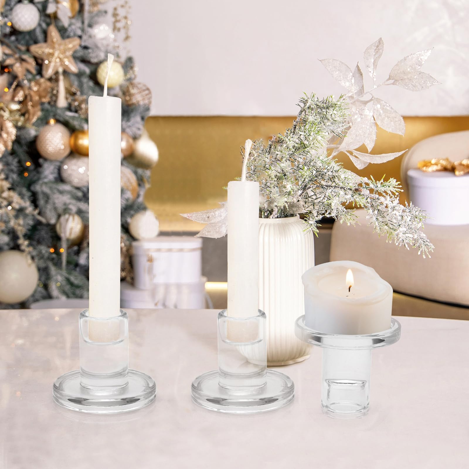 6 portacandele in vetro trasparente per matrimoni, feste, decorazione da tavolo