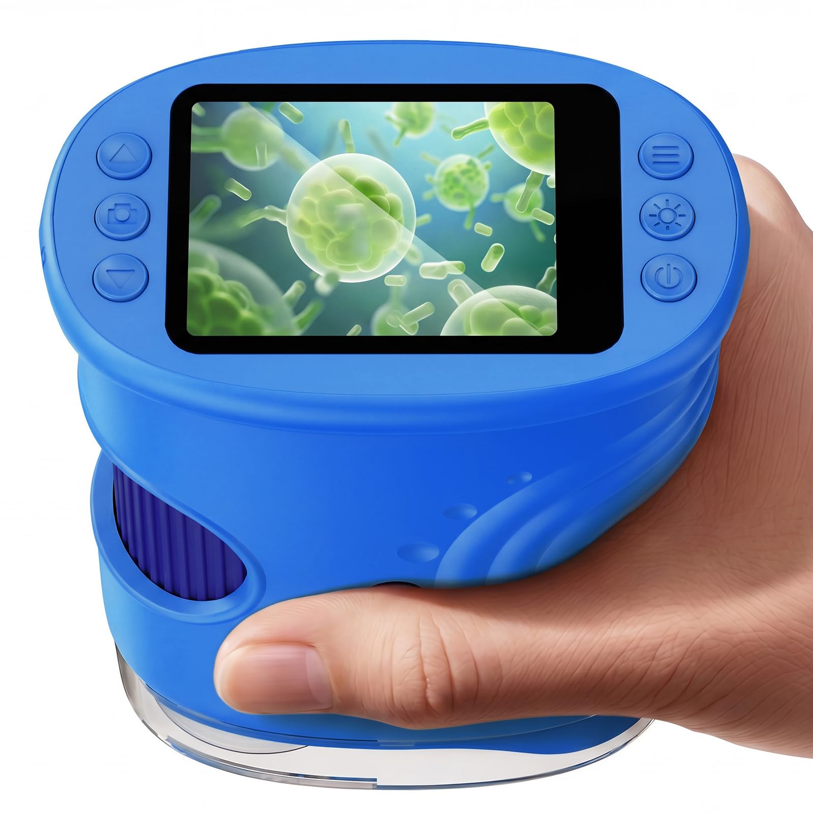 Microscopio Digitale Bambini 1000X, Microscopio Portatile con Schermo IPS 2 Pollici, 8 LED Luce Regolabile, Foto e Video, Regalo di Compleanno per Bambini Ragazzi e Ragazze (Blu)