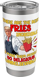 Funny trump fast food humor fries election 2024 burgers tee Stainless Steel Insulated Tumbler