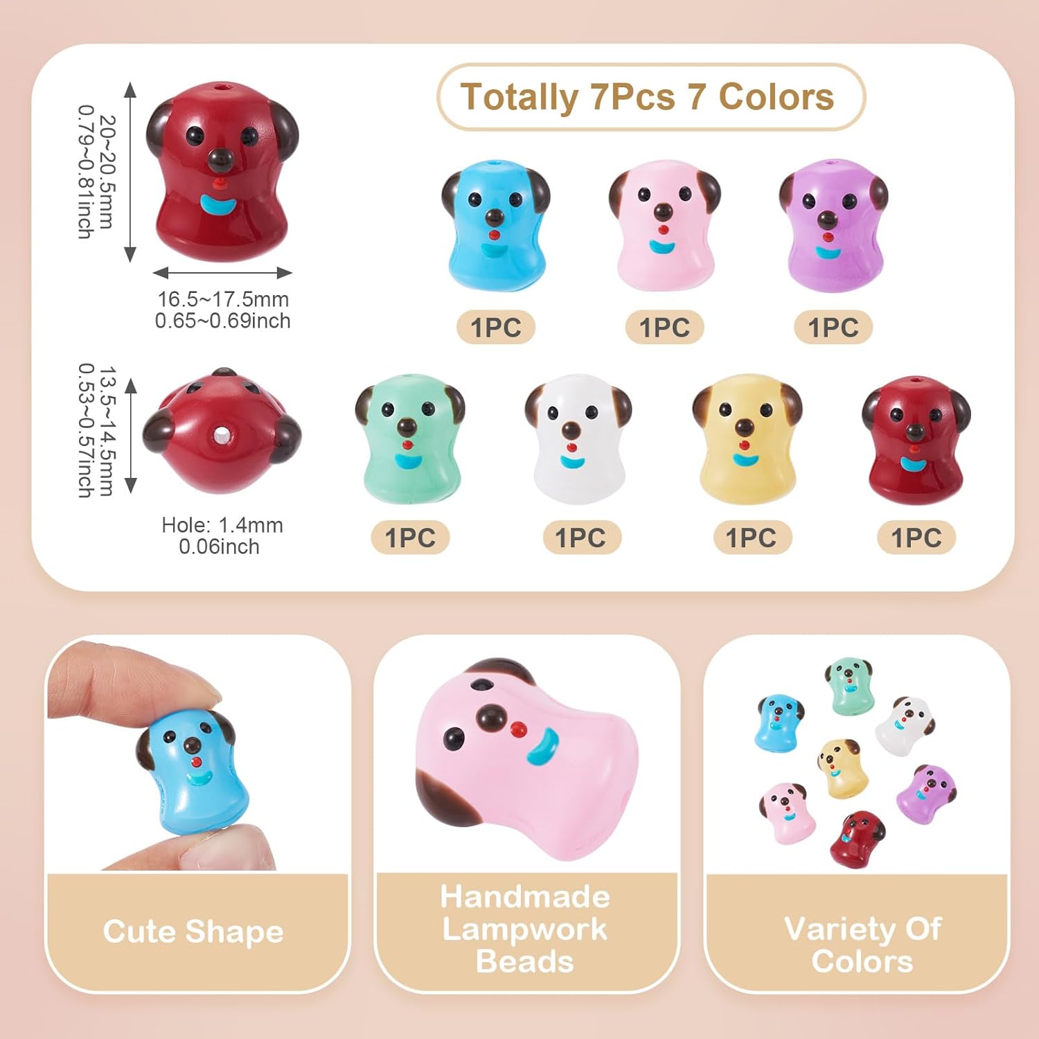 Craftdady Dog Pet Bracelet Beads Cute Dog Animal Glass Beads Handmade Lampwork Loose Spacer Necklace Bead Charms Lovely Dogs Dangle Earring Bead for DIY Craft Jewelry Making - Image 4