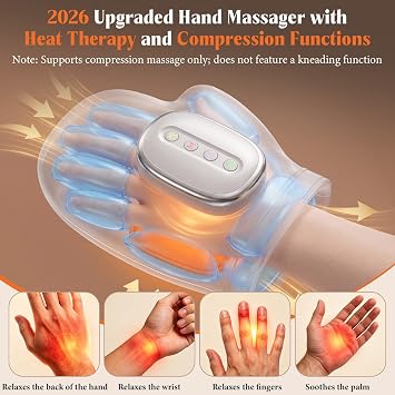 Electric Hand Massager Grey, Heat Airbag Compression 3 Modes&5 Level