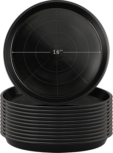 Eccliy 12 platillos de plástico para plantas, bandeja redonda para plantas, maceta grande, platillo resistente, bandejas de agua, platillos gruesos