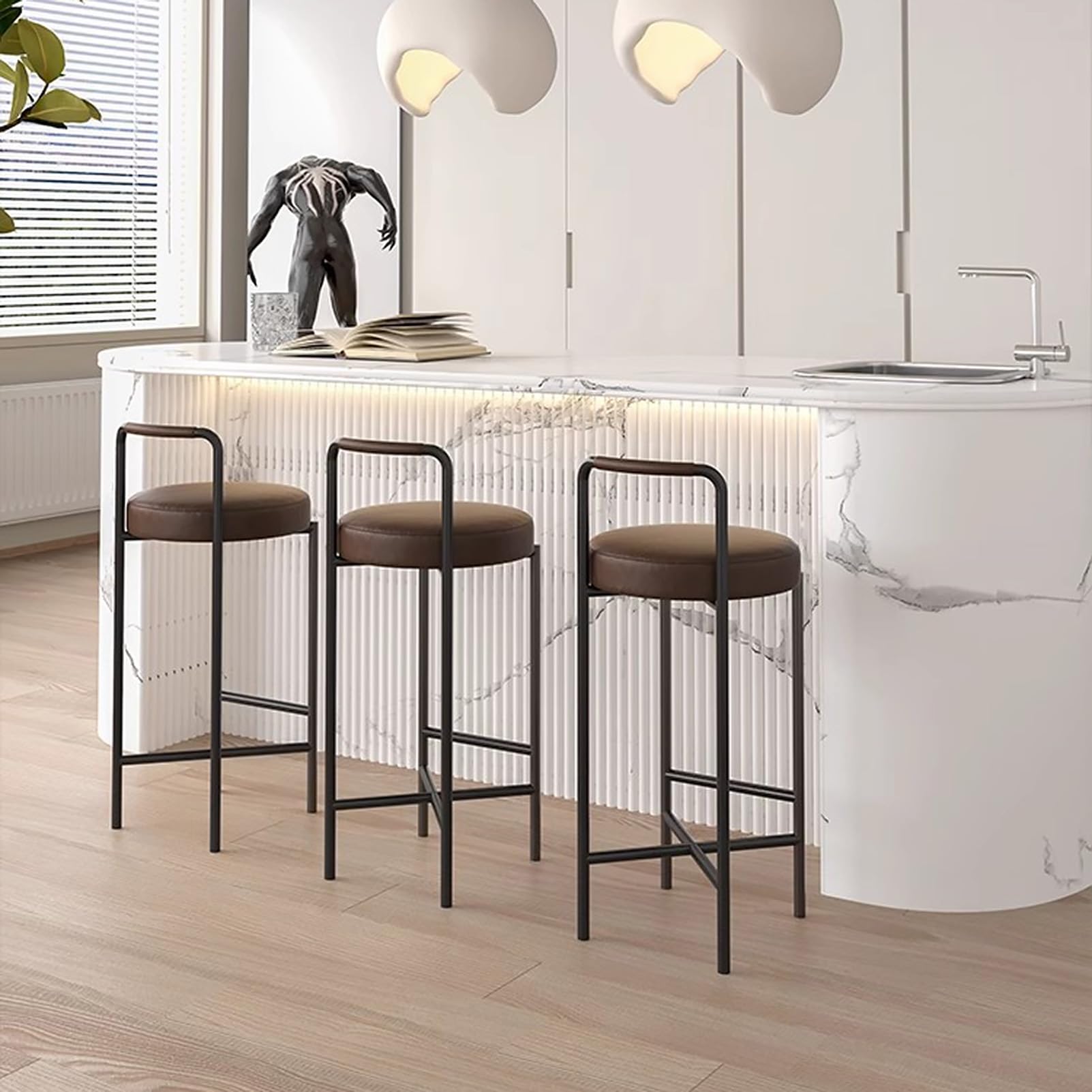 バースツール③ Amazon.co.jp: バースツール カウンター高さ3点セット、金属脚付き