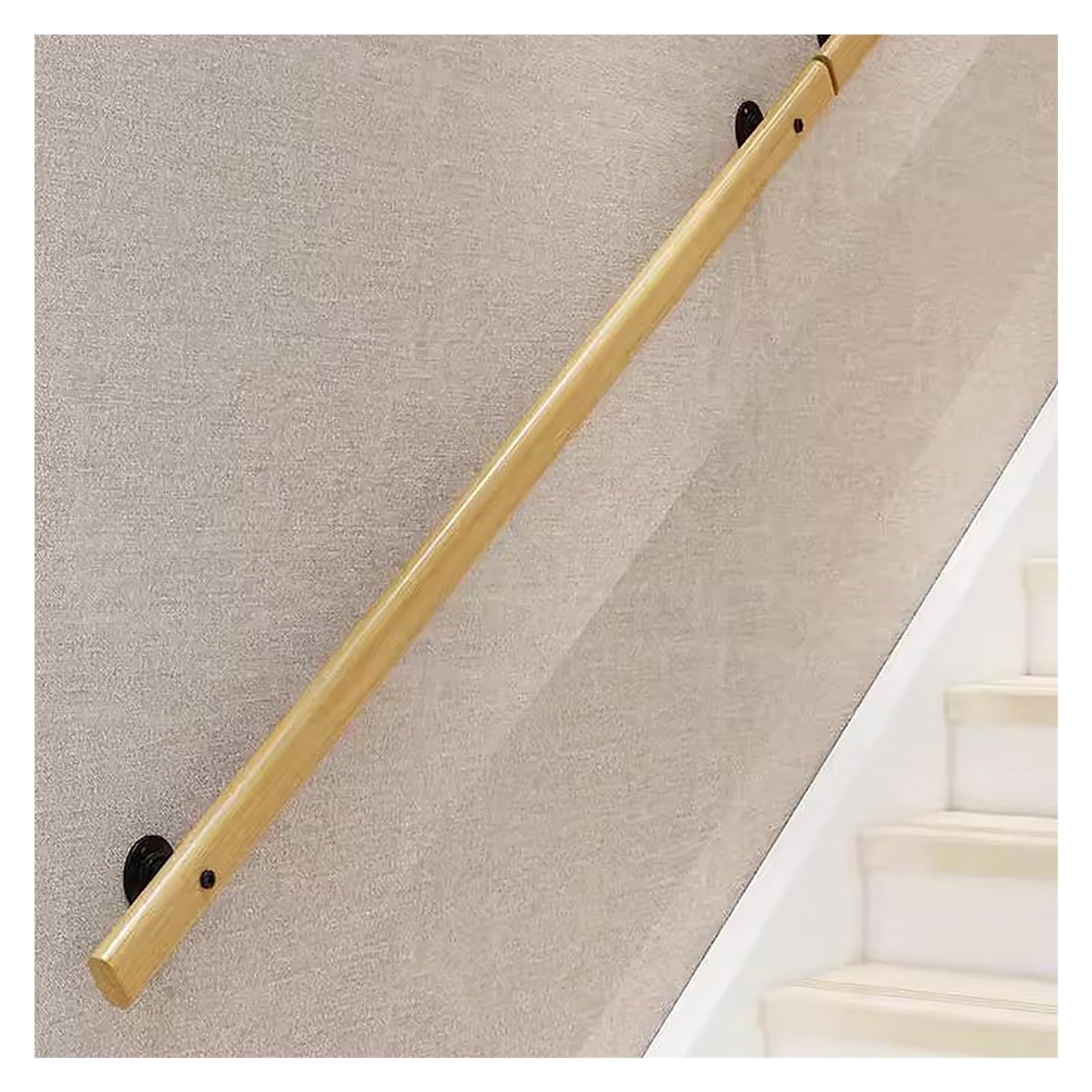 Rambarde d'escalier en bois 80 cm avec supports muraux robustes