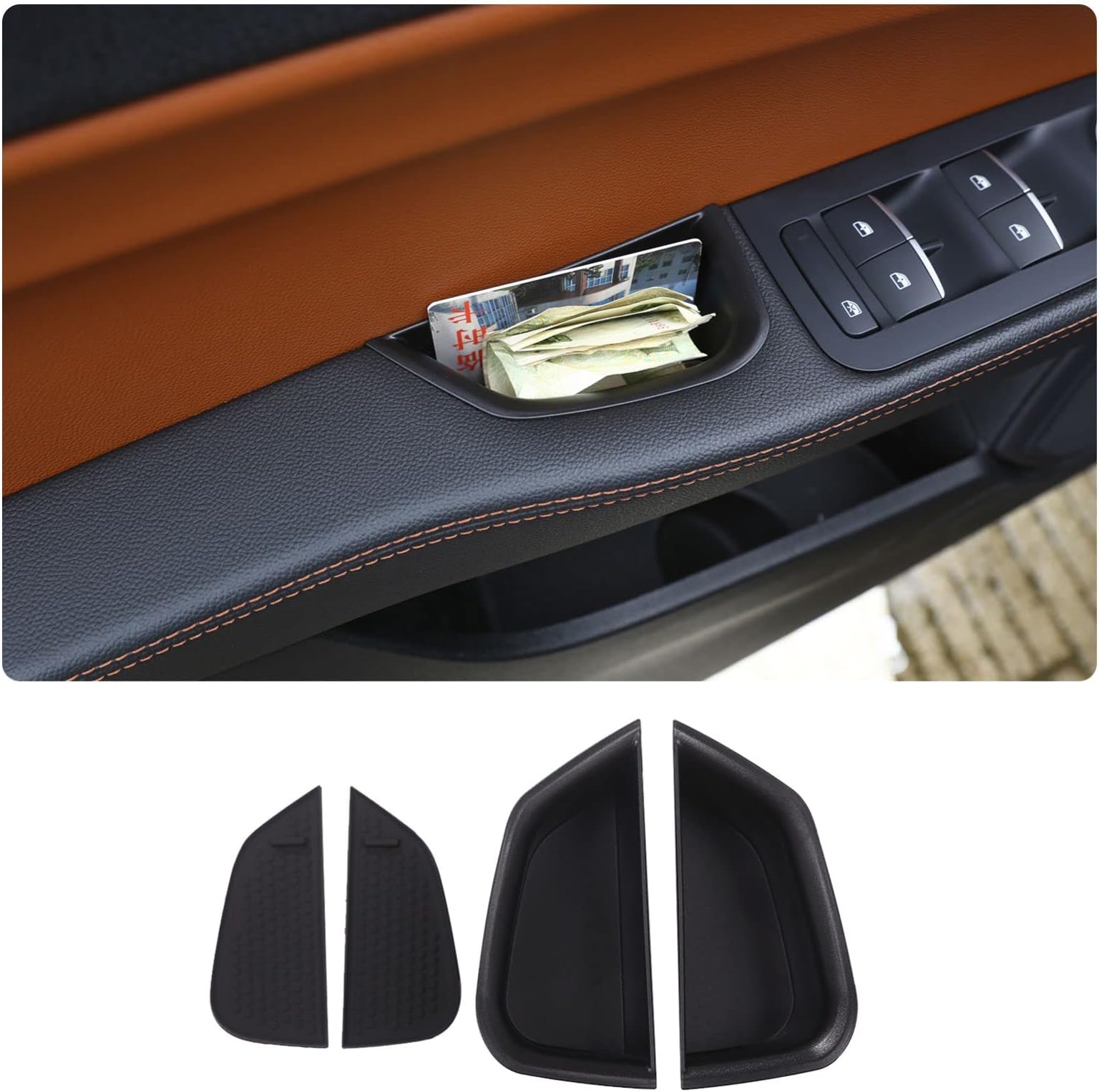 TOYCIDFG Front Row Door Side Storage Box Compatible with Alfa Romeo Giulia 2017-2020 Armrest Phone Container Storage Box Handle Pocket