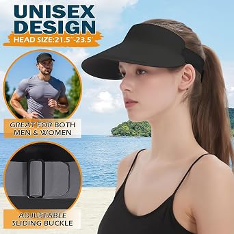 EINSKEY Women's Wide Brim Sun Visor, UPF50+ Seamless Ponytail Hat Packable Quick Dry for Sports Golf Tennis Running Beach