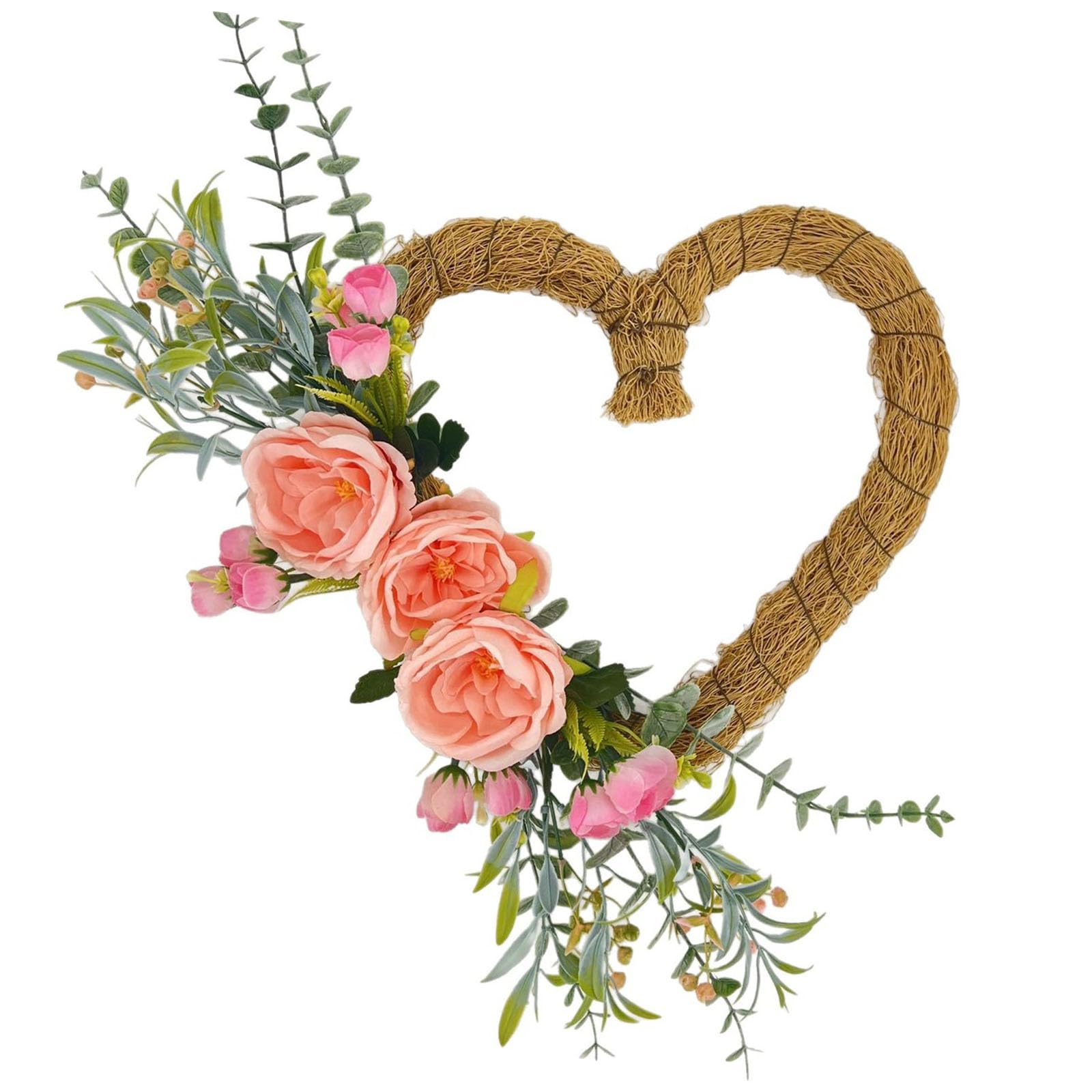 Elnwnnkc A Shaped Rtificial Flower Wreath For Front Door Wall Window Wedding Nniversary Decoration Heart Shaped Wreath