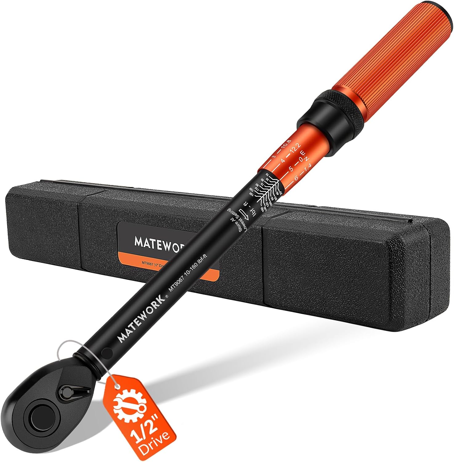1/2 Inch Drive Click Torque Wrench, 10-160 ft.lb/10-227 Nm, 3% High Precision Lug Nut Torque Wrench with 72 Tooth Dual-Direction for Moto, Wheel Tire and Car Repair