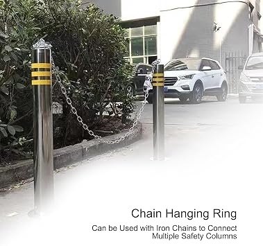 Reflective Parking Security Safety Bollard, Steel Security Post Barrier Traffic Pole, Removable Bollard, for Parking Barrier, Road Safety(75 * 7.5cm)