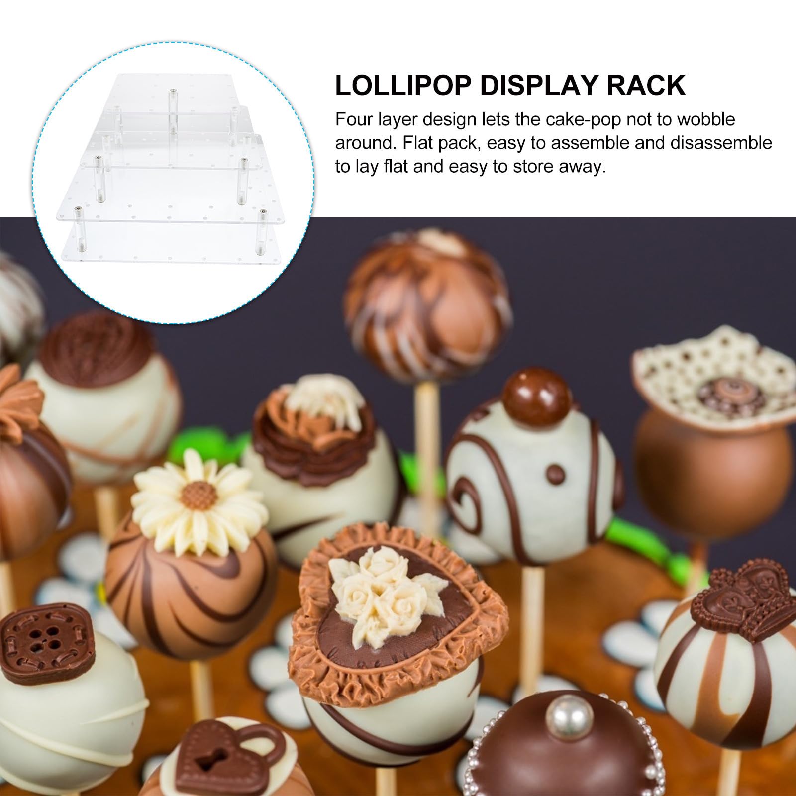 TOYANDONA Espositore Lecca-lecca Acrilico Trasparente Porta Caramelle per Feste Compleanno Matrimonio Organizer Dolci Raffinato e Resistente