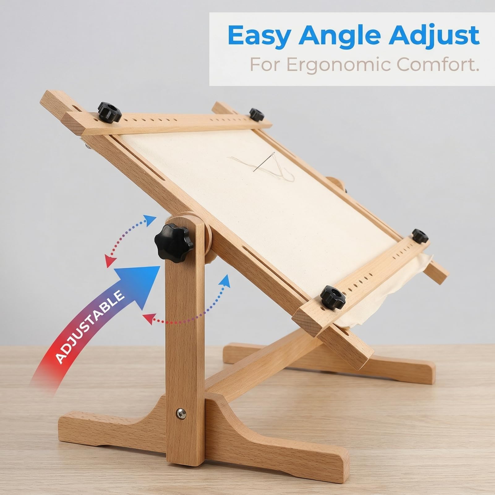 60x100cm Stickrahmen aus Holz, Quadratischer Kreuzstich-Stickrahmensatz Verstellbarer Ständer für Stickerei DIY Kreuzstich-Handwerk Nähzubehör für Stickerei, Nähen, Kreuzstich