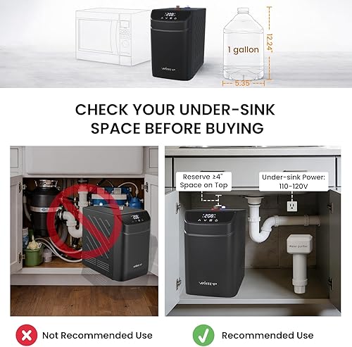 Miniatura 4 de Dispensador de agua caliente instantáneo WINTEMP, tanque de acero inoxidable de 3.4 cuartos con grifo de agua fría y caliente debajo del fregadero,