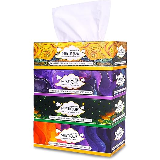 MISTIQUE 2 Ply Facial Tissue Paper Pack of 4