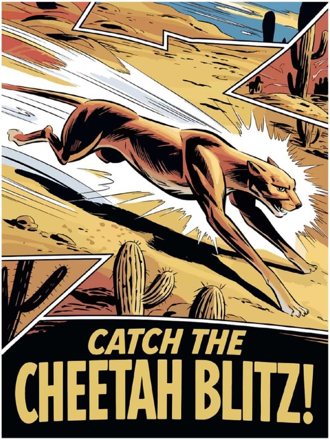 Cheetah Blitz Comic Art Diamond Painting Art Embroidery Kit Gem Art Crafts Diamond Painting Kits Adults for Leisure Time 12"x16"