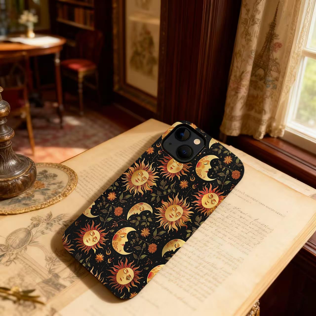 Generic Case Compatible with iPhone 15,[Compatible with MagSafe] Aesthetic Cool Sun Moon Design Phone Case for Girl Women Boy Men,Dual-Layer Fashion Design