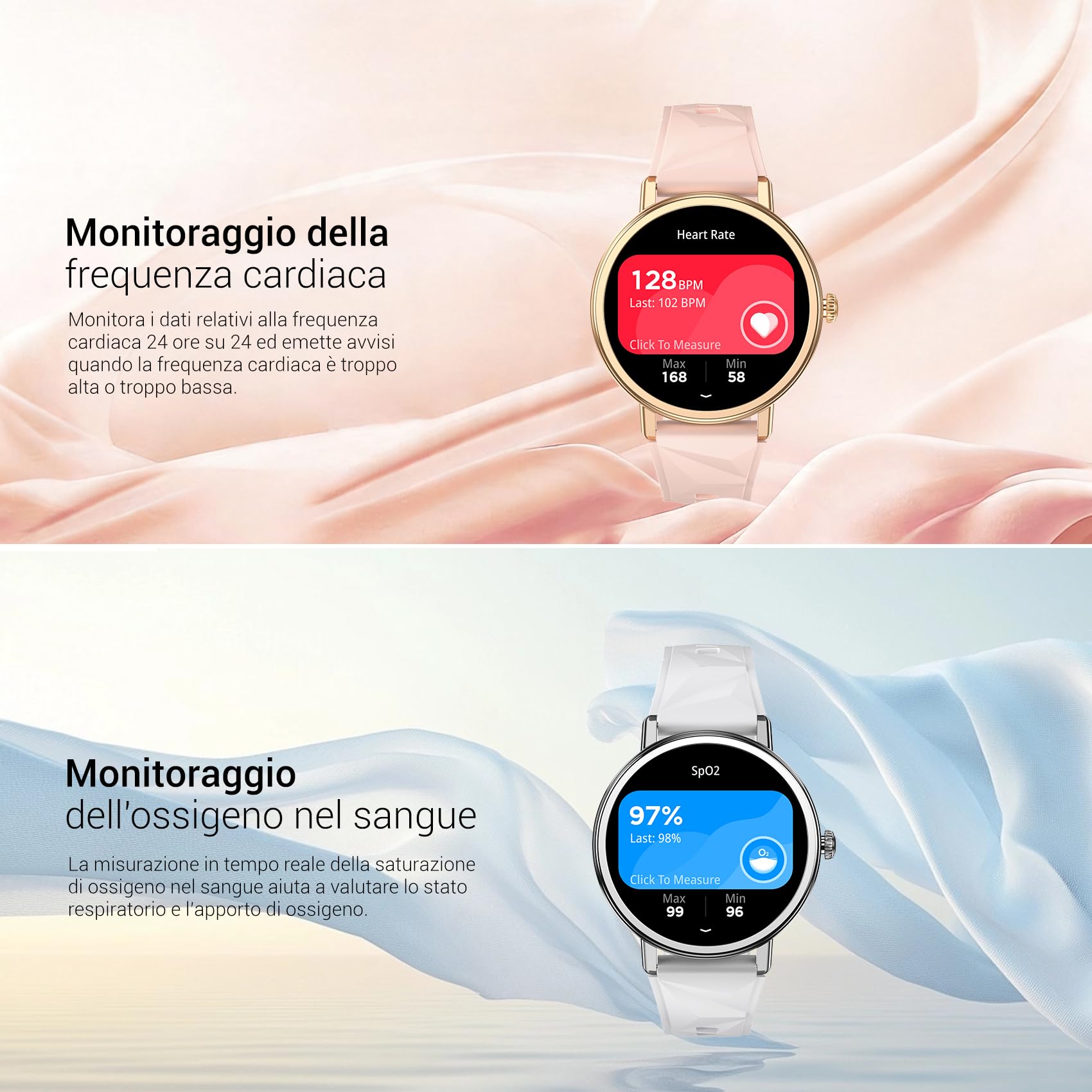 Blackview Smartwatch Donna, Effettua e Rispondi alle Chiamate, Orologio Smartwatch Fitness con 1.26' HD 112+ Sportive/SpO2/Monitoraggio del Sonno/Cardiofrequenzimetro per Android IOS