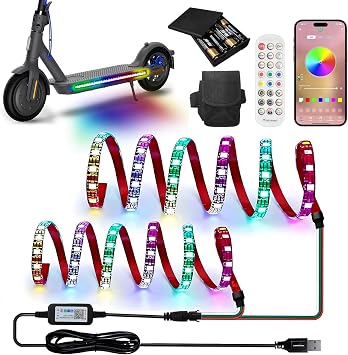 StoneBanks Scooter LED Lights for Night Riding, 47 Inch 60LEDs Electric Colorful Light Strip, Waterproof Electric Skateboard Light with Remote & App Control Longboard Lights for Outdoor