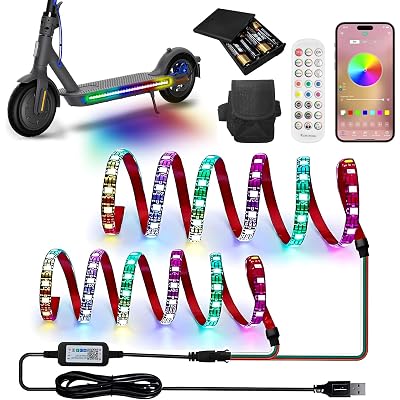 StoneBanks Scooter LED Lights for Night Riding, 47 Inch 60LEDs Electric Colorful Light Strip, Waterproof Electric Skateboard Light with Remote & App Control Longboard Lights for Outdoor