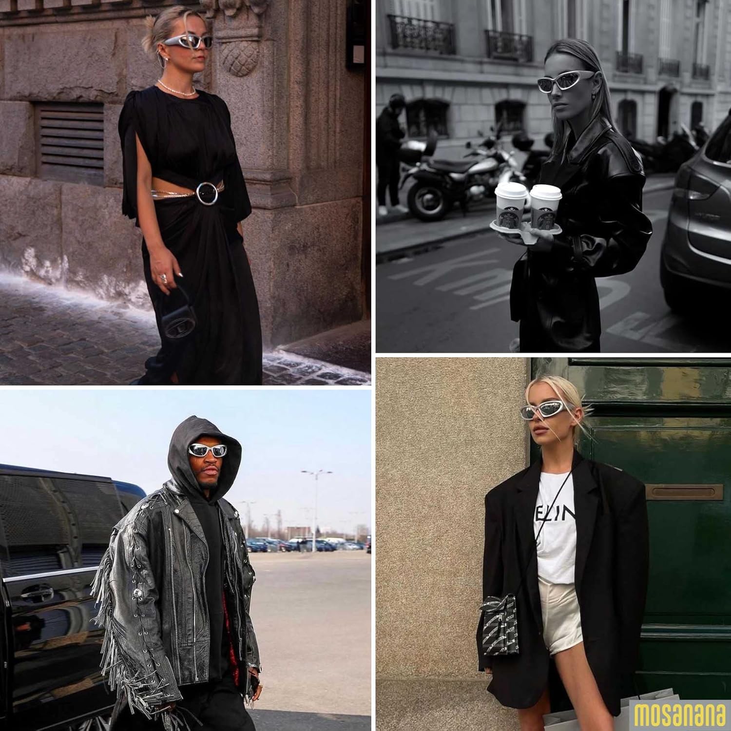 mosanana Y2k Wrap Around Polarized Sunglasses for Women Trendy Swift Oval Futuristic Shades Retro 2000s Sport Sunnies MS52245 - Image 4