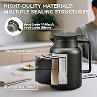 Vista 4 de Paquete de 2 jarras térmicas de café de 49 onzas y botella de agua aislada de 15 onzas, jarras térmicas al vacío de acero inoxidable y botella