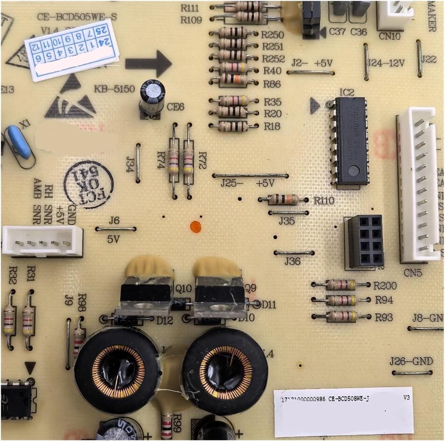 Computer Board Circuit Board, CE-BCD505WE-S CE-BCD508WE-J 17131000000986, Refrigerator Mainboard