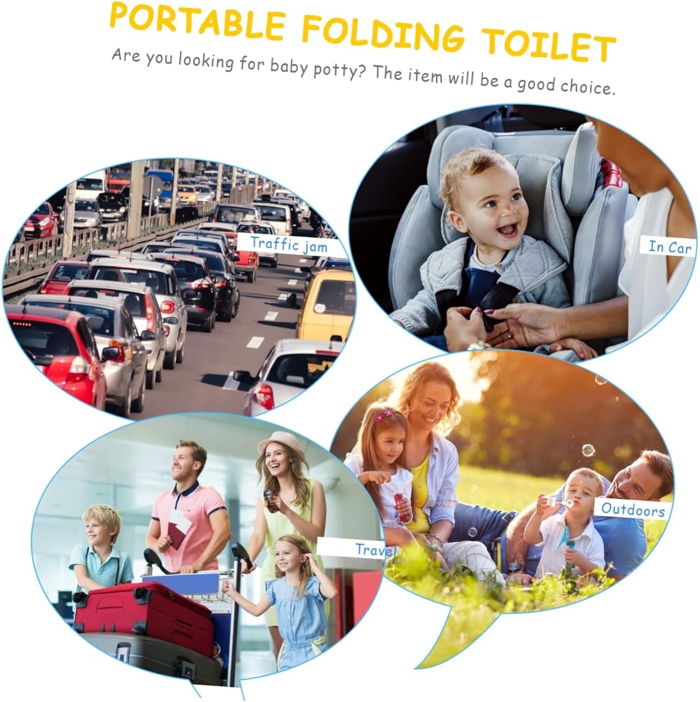 2pcs Folding Table for Car Toilet Kids Car Toddler Seat Collapsible Toilet Travel Pee Travel Kids Seat Emergency Urinal Baby Travel Close Stool Travel Toilet Plastic Potty(Assorted Colorx2pcs