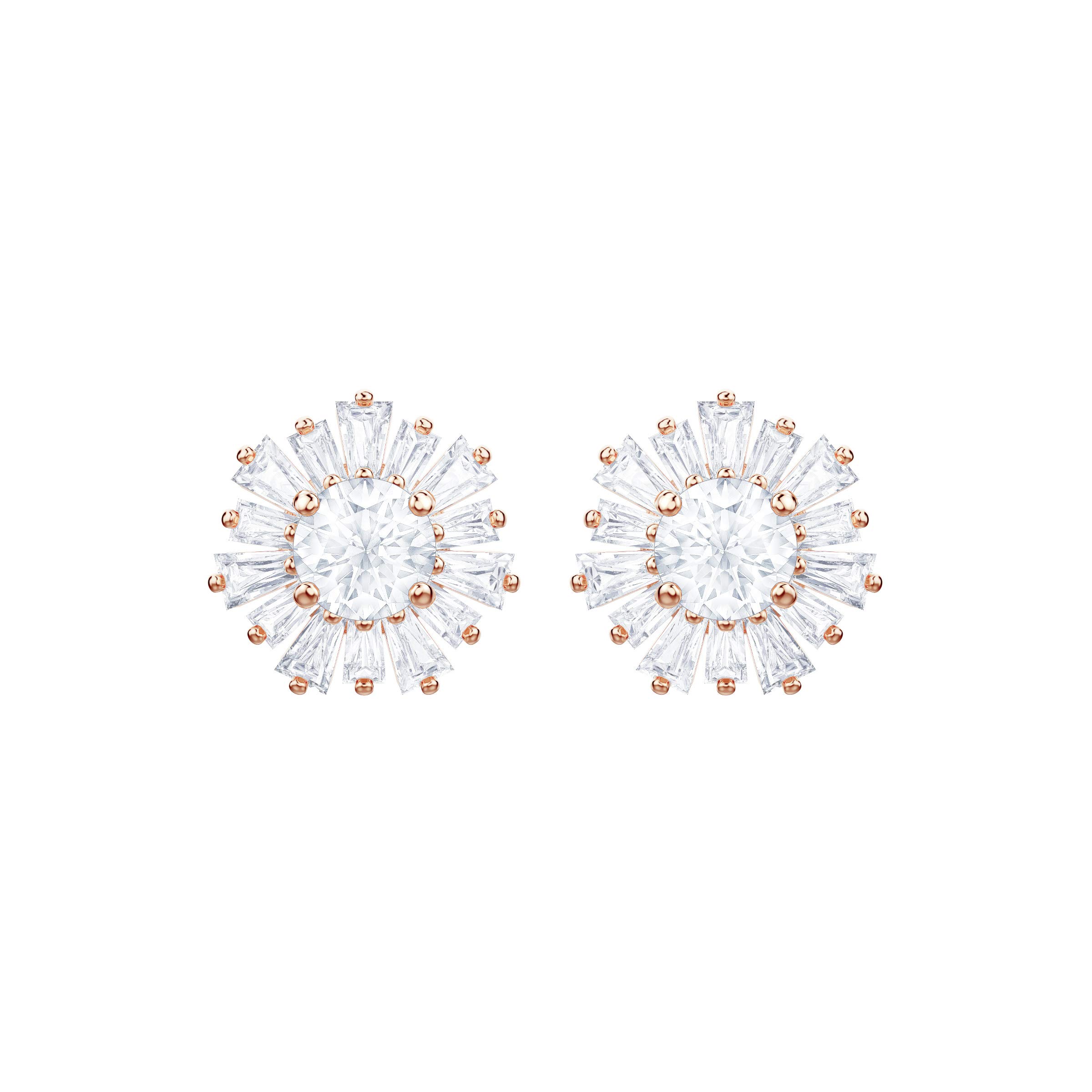 Swarovski Women's Rose,Clear,White Sunshine Pierced Earrings - White With Rose Gold Plating