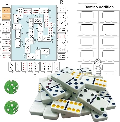 Miniatura 3 de Juego de 6 fichas de dominó doble 28 azulejos lunares de colores color marfil incluye caja de estaño bolsa de almacenamiento 2