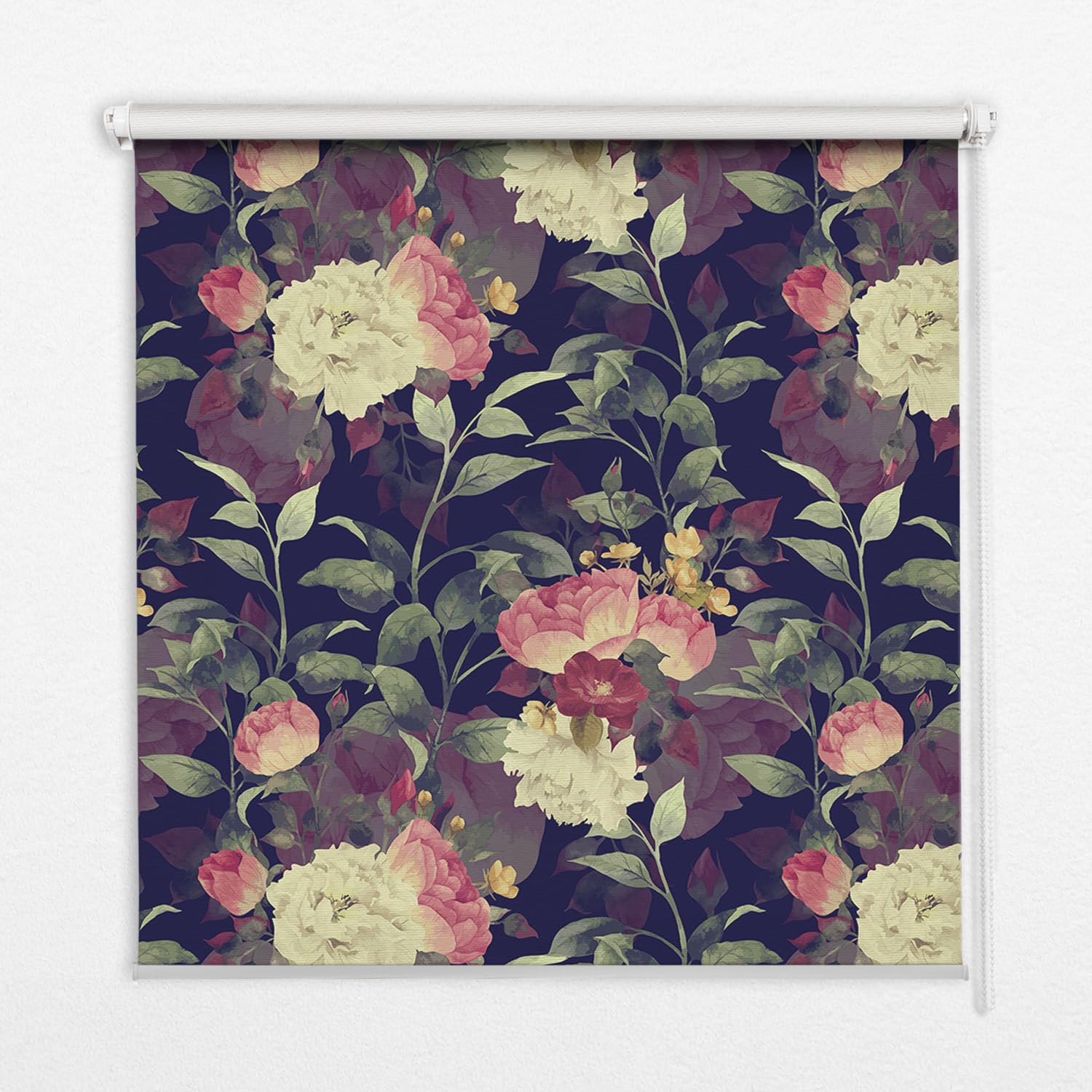 Store enrouleur perméable sans perçage 50x50cm Tulup motif fleurs