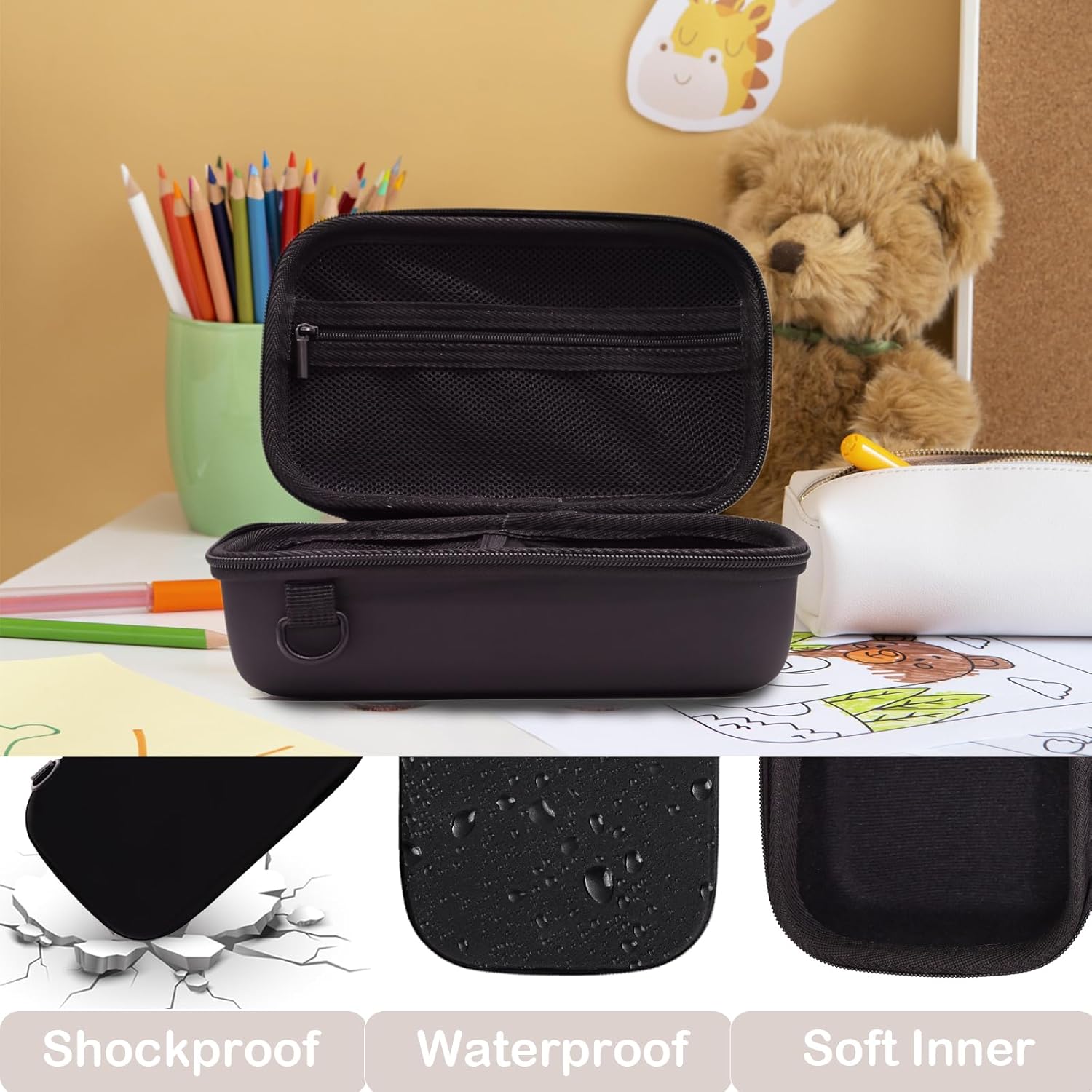 Instant Print Film Camera Case for Kid Cameras & Digital Video Camera, Hard Storage Holder Organizer Bag Compatible with ESOXOFFORE/Dylanto/Anchioo/MINIBEAR and More (Black) - Image 5