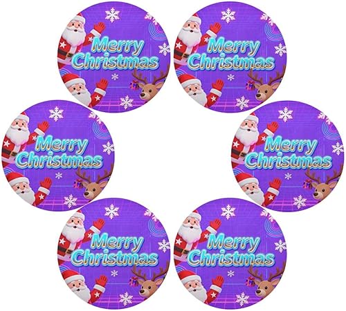Merry Christmas Santa Claus Y2k Purple Washable Round placemats Vinyl Reversible Quilted placemats individuales para mesa de comedor Elegantes