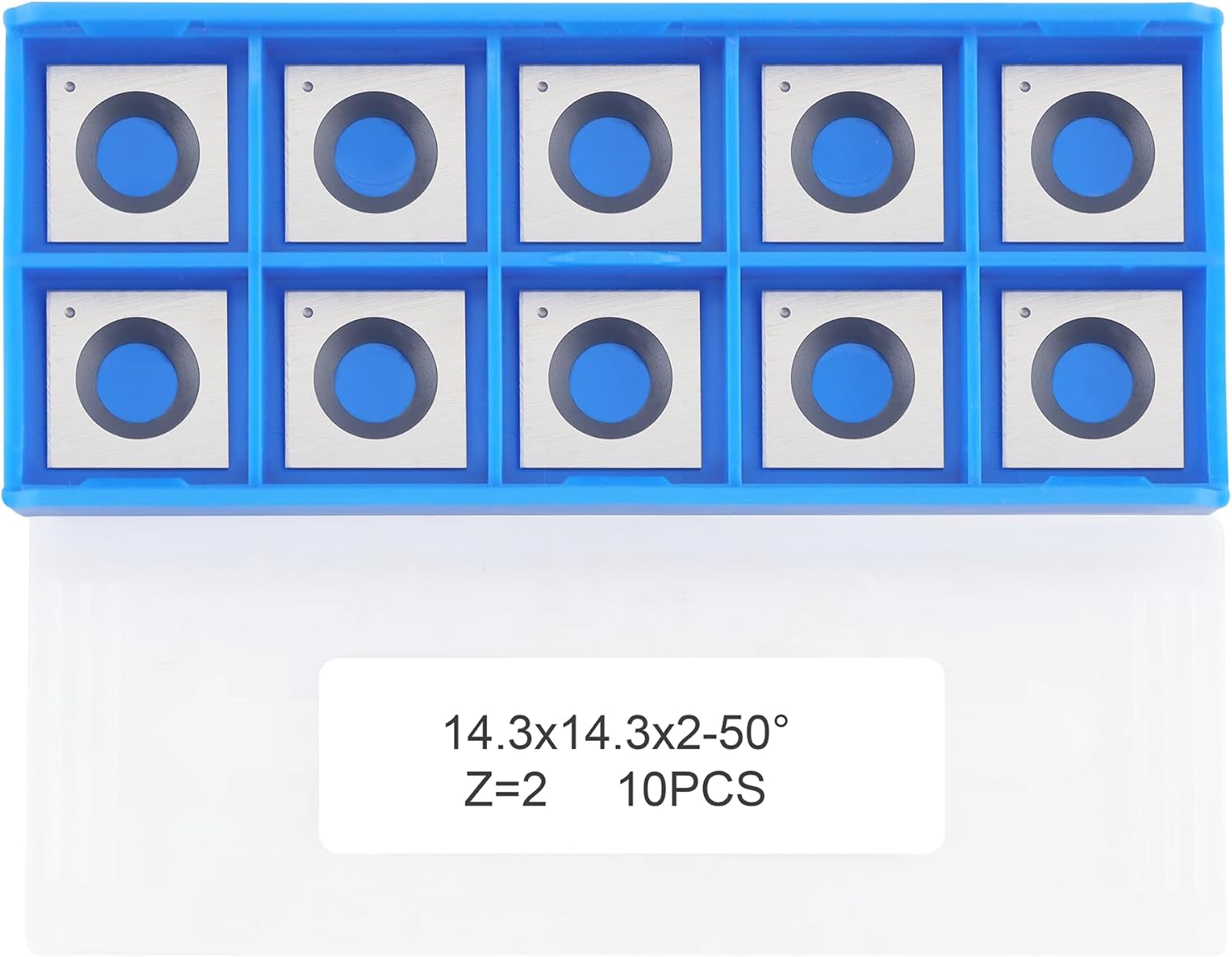 14.3mm Square Carbide Inserts Cutters Knives with 2 Cutting Edge 14.3×14.3×2.0mm-50° for King Canada/ Rikon/ Cutech/ Craftex/ Magnum/ Wen Spiral Cutter Head, 10pcs