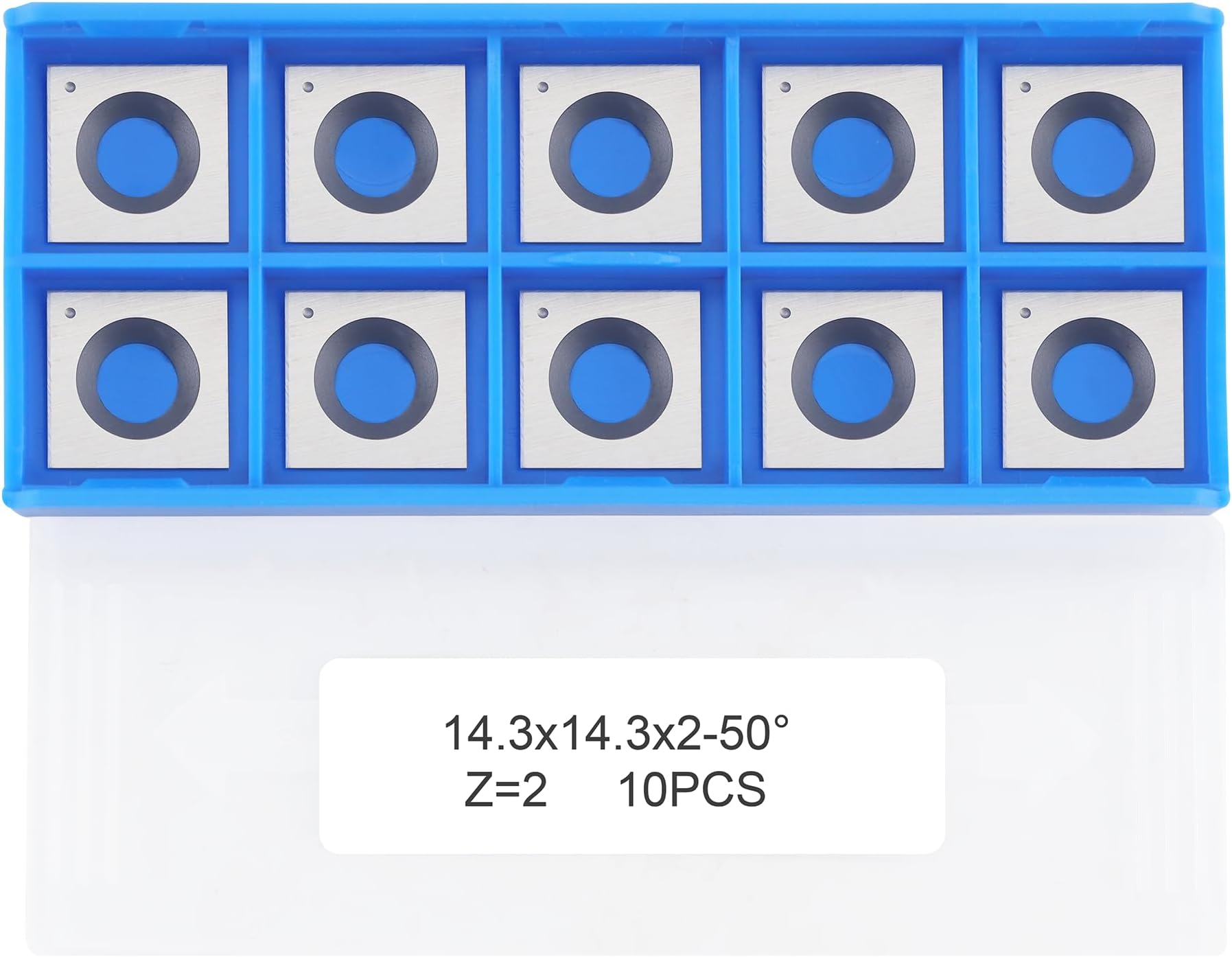 14.3mm Square Carbide Inserts Cutters Knives with 2 Cutting Edge 14.3×14.3×2.0mm-50° for King Canada/ Rikon/ Cutech/ Craftex/ Magnum/ Wen Spiral Cutter Head, 10pcs