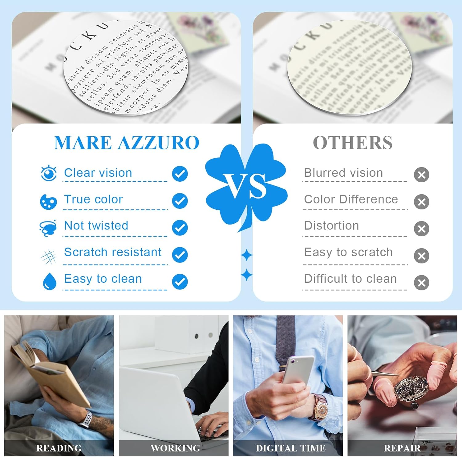 MARE AZZURO Oversized Reading Glasses For Men Large Head Big Readers 1.0 1.5 2.0 2.5 3.0 3.5 4.0 5.0 6.0 - Image 3