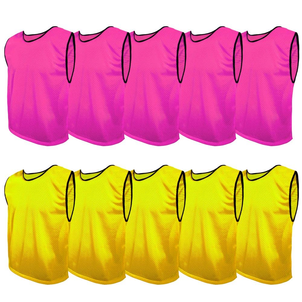 Chasuble Sport x10pcs, Bavoirs d'entraînement, Gilets Football pour Enfants, Juniors et Adultes, Maillot Training, Plus de 10 Couleurs, Universel XS S M L XL XXL