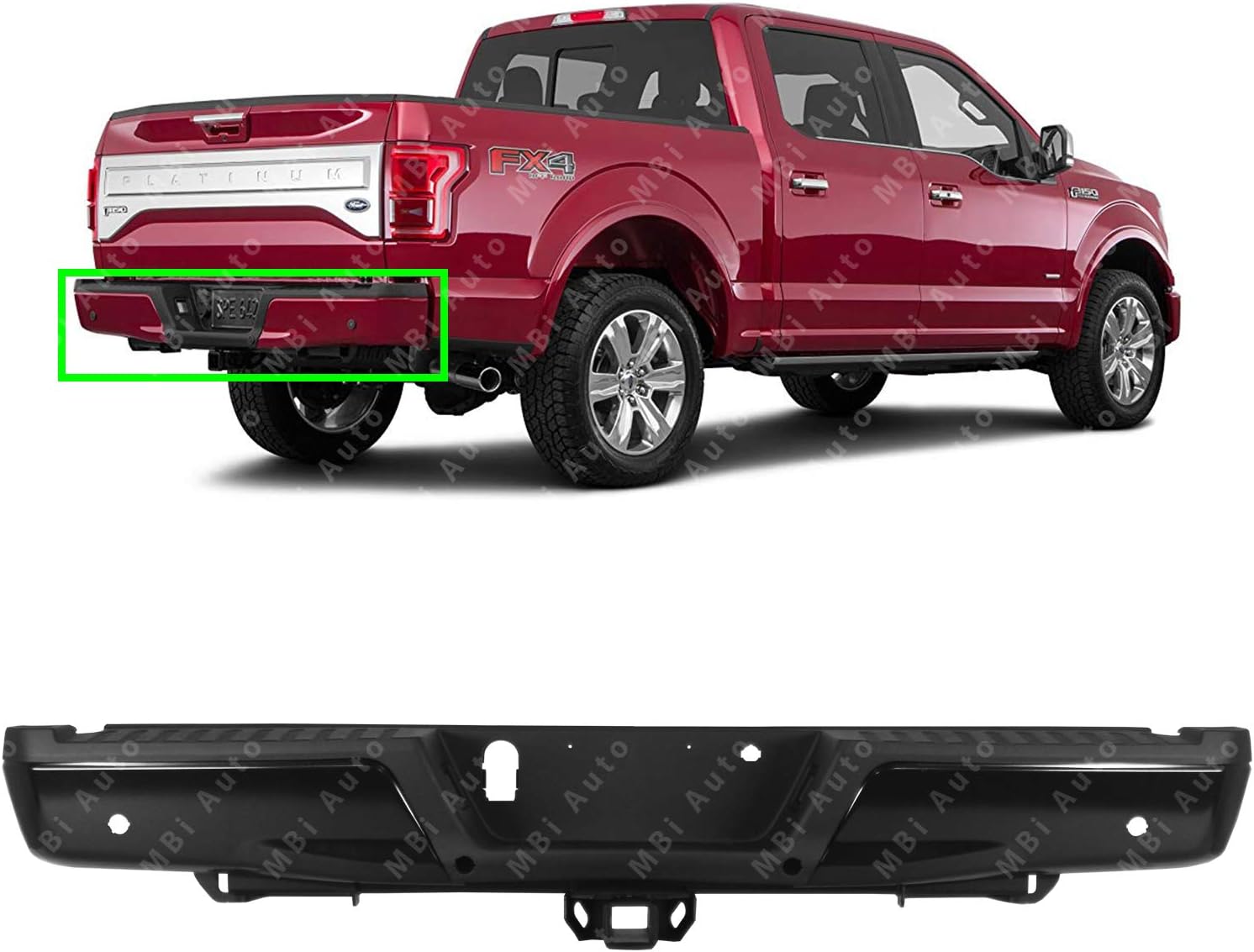 MBI AUTO Primered, Steel Rear Step Bumper Assembly for 2015 2016 2017