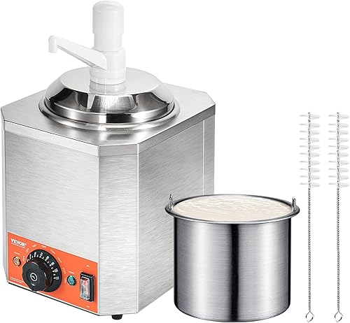 Miniatura 9 de VEVOR Dispensador eléctrico de queso con bomba, calentador comercial de dulce de azúcar caliente de 2.3 cuartos de galón, dispensador de bomba de