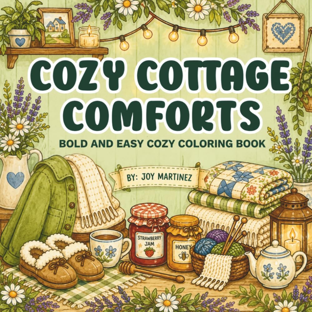 Cozy Cottage Comforts: Bold and Easy Cozy Coloring Book: Bold and Easy Cozy Coloring Book for Adults, Teens & Kids | Filled with Warm Farmhouse ... Series (a bold and easy cozy coloring book))