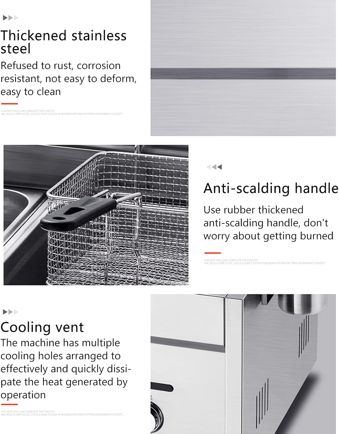 Deep Fryer,Commercial Gas Fryer,12L Countertop Basket Stainless Steel Deep Fat Fryer Restaurant Home Fries Chip with Seasoning Trough