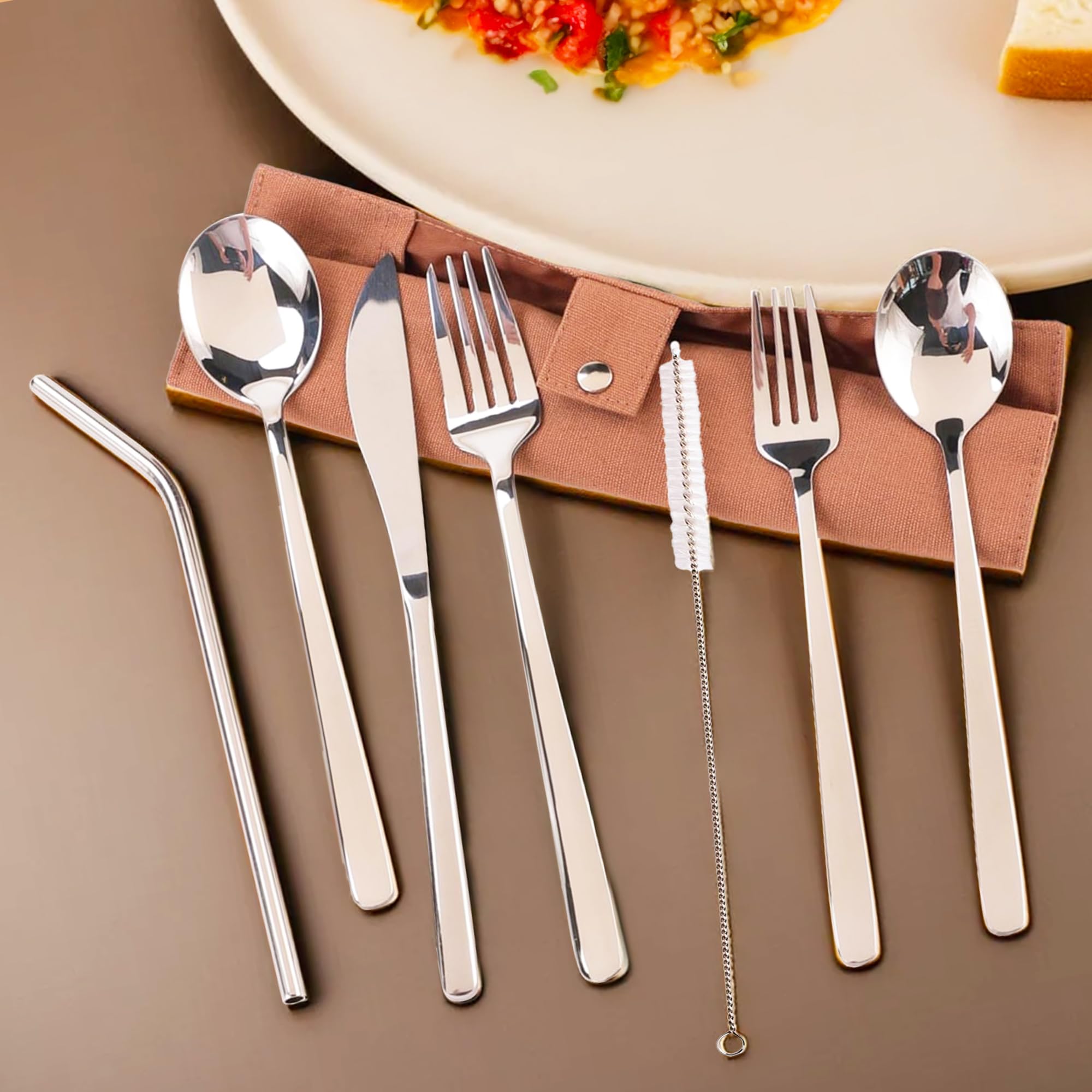 UMAI Portable 8-Piece Stainless Steel Food-Grade Utensil Set - Travel-Friendly | Camping Cutlery | Reusable | Easy to Carry | Ideal for All Occasions | Durable and Practical (Silver) (B0BY9BG6D6) Amazon Price History, Amazon Price Tracker